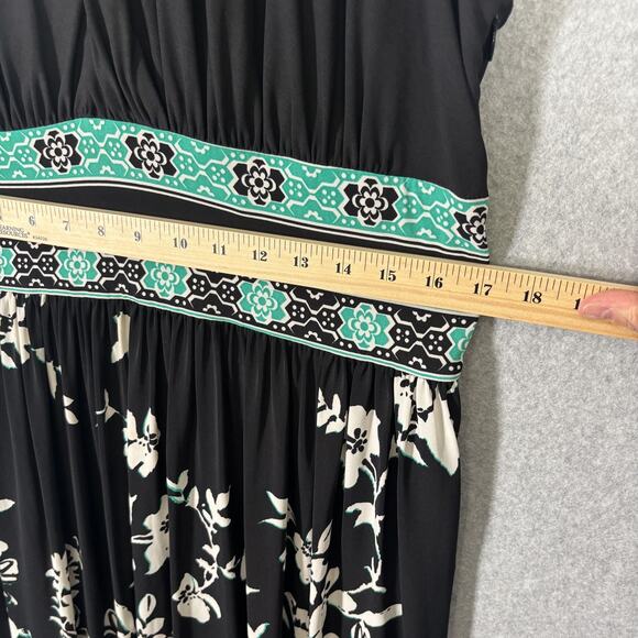 Evan Picone Dress 16 Teal Turquoise Flowy Ruched Slinky Knit Resort Cruise - Picture 7 of 11